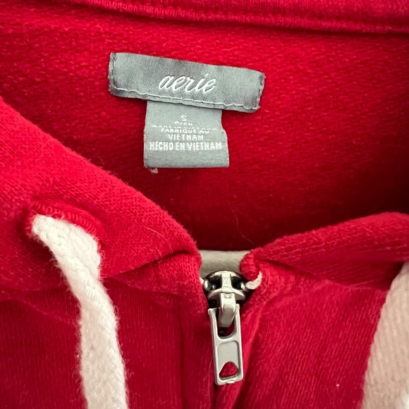 Aerie Zip Sweatshirt Red S - Picture 2 of 3